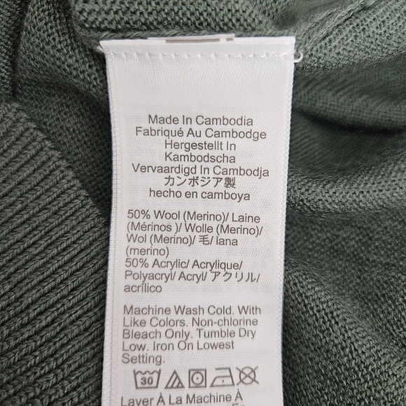 J.CREW Wool Knit Pullover Sweater Green 1/4 Zip Mock Long Sleeve Medium - Picture 6 of 7